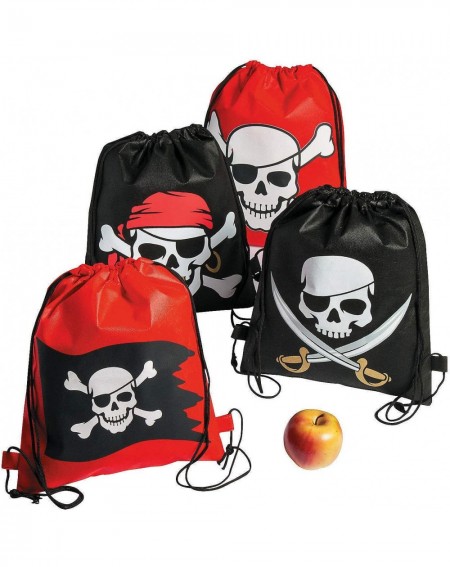 Party Packs Pirate Drawstring Backpack (Set of 12) Party Favor and Apparel Accessories - CD18HMR2E2A $37.58