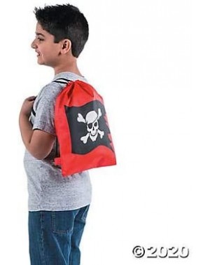 Party Packs Pirate Drawstring Backpack (Set of 12) Party Favor and Apparel Accessories - CD18HMR2E2A $17.50
