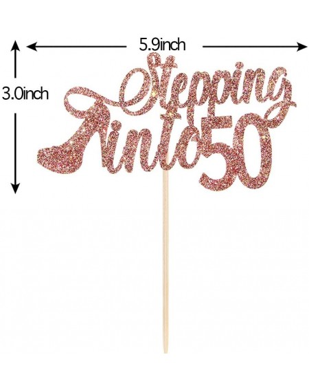 Cake & Cupcake Toppers Rose Gold Glitter Stepping Into 50 Cake Topper for Cheers to 50 Years/Girl Boy's 50th Anniversary Birt...