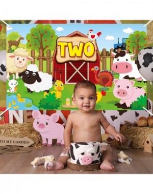Banners Farm Animals Two Years Birthday Backdrop Photo Booth Props Farmhouse Barnyard Background Cartoon Banner Baby Shower P...