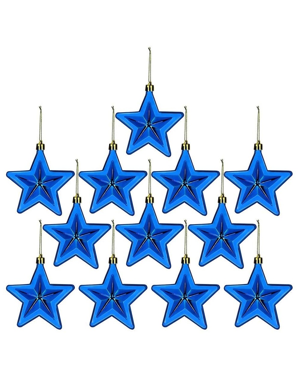 Ornaments 12 Pieces Hanging Star Ornament Shatterproof Holiday Christmas Tree Decoration (Blue) - Blue - CE18XAWLHU2 $11.56