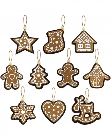 Stockings & Holders Rustic Christmas Tree Decorations Set of 10 Gingerbread Snowflake Star Heart House Xmas Tree Stocking Elk...