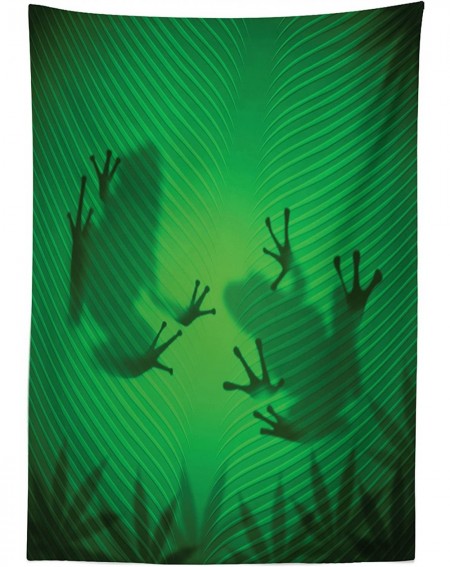Tablecovers Animal Outdoor Tablecloth- Frog Shadow Silhouette on The Banana Tree Leaf in Tropical Lands Jungle Games Graphic-...