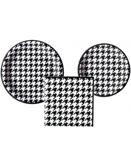 Party Packs Houndstooth Party Supply Pack - Bundle Includes Plates and Napkins for 16 People - Great for Alabama Tailgate- Ro...