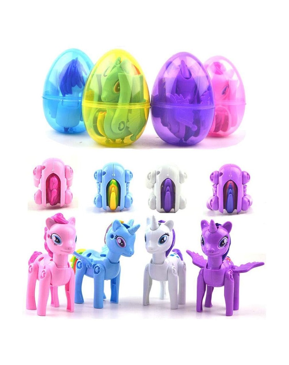 Party Favors 4 Pack Jumbo Unicorn Deformation Eggs with Toys Inside for Kids Boys Girls Christmas Stocking Stuffers Gifts Par...