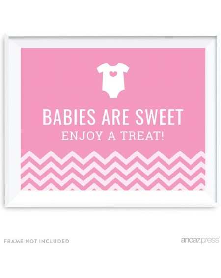 Centerpieces Pink Chevron Girl Baby Shower Collection- Party Sign- Babies are Sweet Enjoy a Treat- 8.5x11-inch- 1-Pack- Desse...