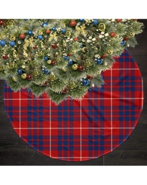 Tree Skirts Christmas Tree Skirt 35.5 Inch-Clan Hamilton Bright Blue and Red Scottish Tartan Print Rustic Xmas Tree Holiday D...