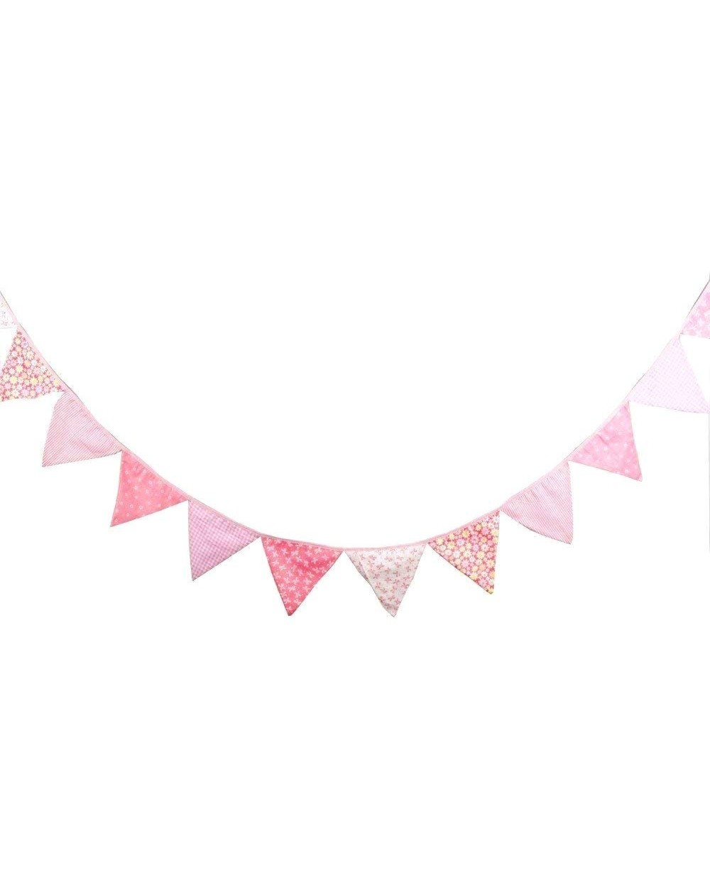 Banners & Garlands 3.5m 11.5ft Pink Party Bunting Triangle Flag Cloth Banner String Pennant Flags for Girl Birthday Baptism C...