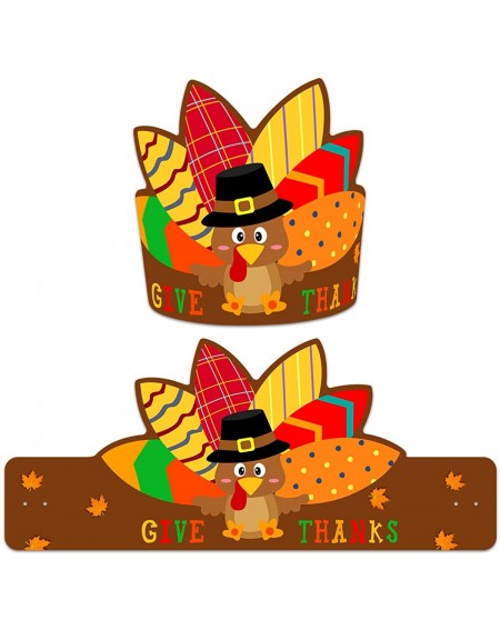 Party Hats Thanksgiving Turkey Hats Pack of 30 Turkey Decoration for Kids Adjustable Crowns - CC18X2AL3AZ $9.70