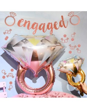 Balloons Engagement Party Decorations-Rose Gold Diamond Wedding Ring Balloons-Extra-Large Engaged Banner and 200 pcs Glitteri...
