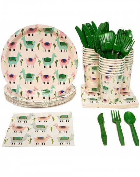 Party Packs Llama Party Bundle- Includes Plates- Napkins- Cups- and Cutlery (24 Guests-144 Pieces) - C318CNQZND3 $12.84