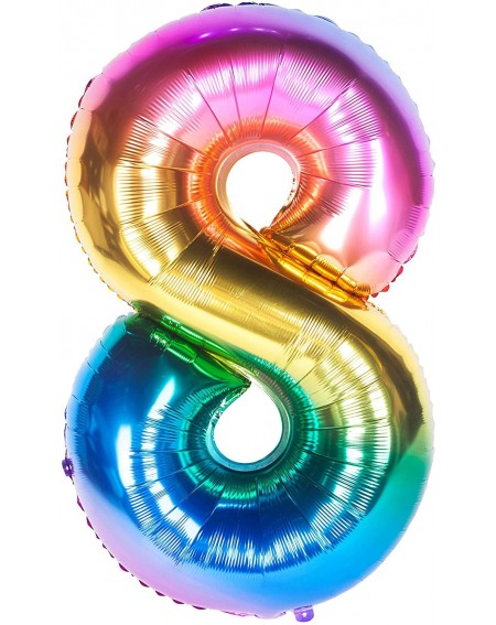 Balloons 40 Inch Rainbow Number 8 Giant Foil Number Balloons Helium Digit Gradient Balloon 0 to 9 Colorful Birthday Party Dec...