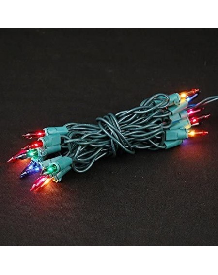 Outdoor String Lights 20 Light Multi Color Christmas Craft Mini Light Set- Non-Connectable- Green Wire- 8' Long - Multicolor ...