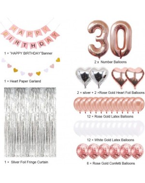 Balloons 30th Birthday Decorations Banner Balloon- Happy Birthday Banner- 30th Rose Gold Number Balloons- Number 30 Birthday ...