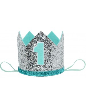 Hats Glitter Baby Boy First Birthday Crown Number 1 Headband Little Prince Princess Cake Smash Photo Prop (Large Silver & Min...