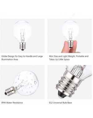 Outdoor String Lights 6 Pack G40 Globe Light Bulbs C7/E12 Base Indoor & Outdoor Use 5 Watt Clear G40 Replacement Bulbs for Pa...