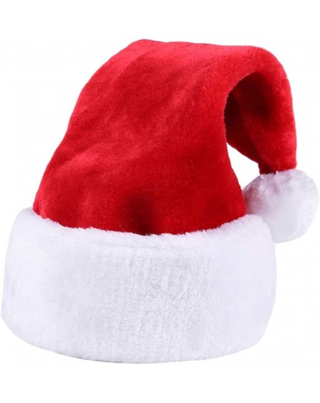 Hats Christmas Santa Hat-Thickened Luxury Short Plush Christmas Hat Thickened Lengthened Santa Claus Cap Xmas Hat for Adults ...
