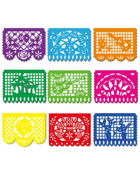 Banners & Garlands Fiesta Banner- 18 Feet Fiesta Garland Mexican Banner Plastic Papel Picado Mexican Party Decorations - C018...