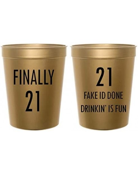 Tableware Happy 21st Birthday- Finally 21- Fake ID Done- Drinkin' is Fun Stadium Cups (10 Cups)' Gold - CJ18EONKU7A $27.44