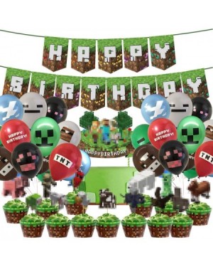 Party Packs Pixel Miner Crafting Style Decorations for Miner Crafting Party Supplies-25PCS Cake Topper Cupcake Toppers- Pixel...