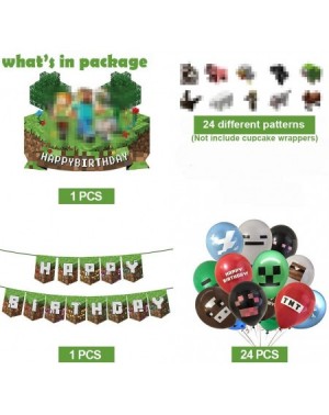 Party Packs Pixel Miner Crafting Style Decorations for Miner Crafting Party Supplies-25PCS Cake Topper Cupcake Toppers- Pixel...
