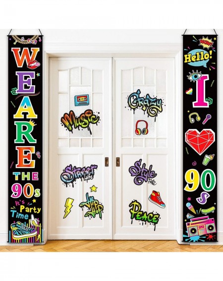 Banners & Garlands 90's Party Scene Setters Wall Decorating Kit 90s Porch Sign Party Door Sign for 1990s Theme Party Hip Pop ...