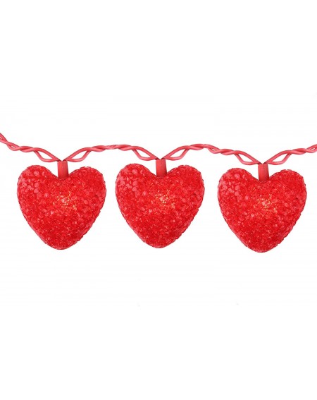 Indoor String Lights 10-Count Red Heart Mini Valentine's Day Light Set- 7.5ft Red Wire - CN193A8Y48Y $26.69