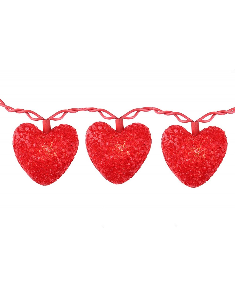 Indoor String Lights 10-Count Red Heart Mini Valentine's Day Light Set- 7.5ft Red Wire - CN193A8Y48Y $26.69