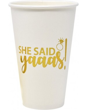 Tableware She Said Yaaas Bachelorette Party Cups 50 Count- 16 Oz. Gold Foil on White Disposable Paper Cups for Bridal Shower ...