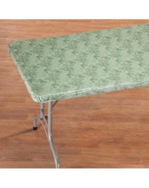 Tablecovers Marble Vinyl Elasticized Banquet Table Cover - Green - CH18Y48TNXM $19.41