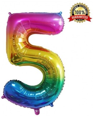 Balloons 40 Inch Large Rainbow Balloon Number 5 Balloon Helium Foil Mylar Balloons Party Festival Decorations Birthday Annive...