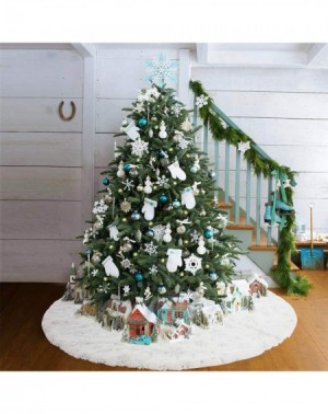 Tree Skirts Christmas Tree Skirt-48 inches Large White Luxury Faux Fur Tree Skirt Christmas Decorations Holiday Thick Plush T...