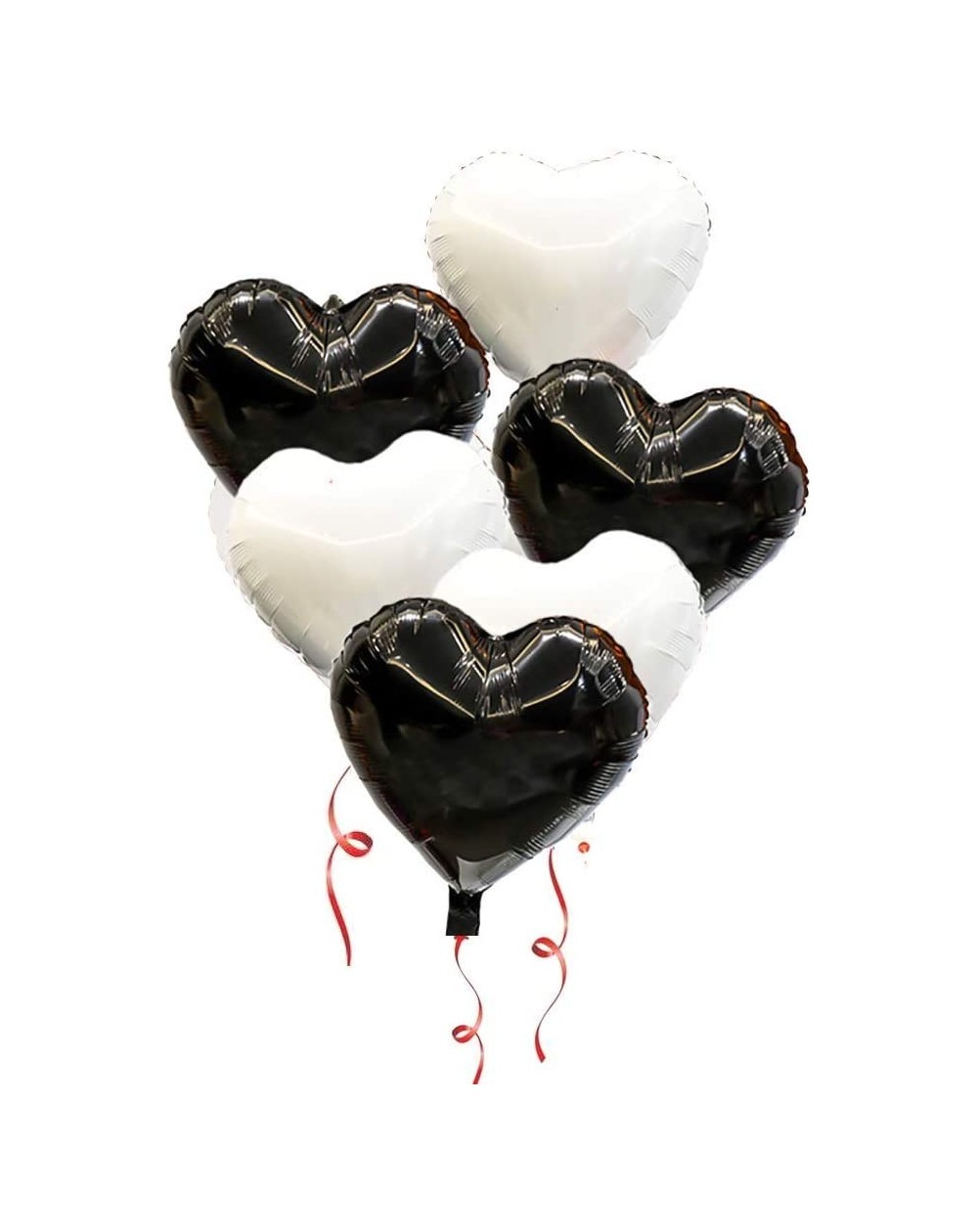 Balloons White Black Heart Balloons 18 inch Heart Shaped Foil Mylar Balloon Pack of 30 - Black White - CE188IQOI3L $13.69