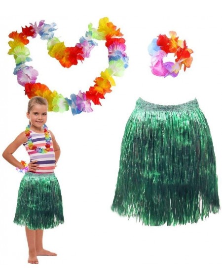Party Packs Party Luau Hawaiian Flower Leis Necklace- Bracelet- Grass Skirt- Headband and Choker Set - CQ12HL7IRYH $10.43