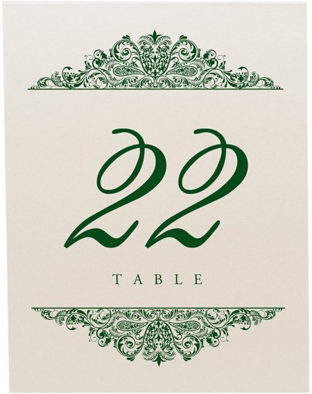 Place Cards & Place Card Holders Paisley Table Numbers (Select Color/Quantity)- Champagne- Hunter Green- 1-15- Perfect for a ...