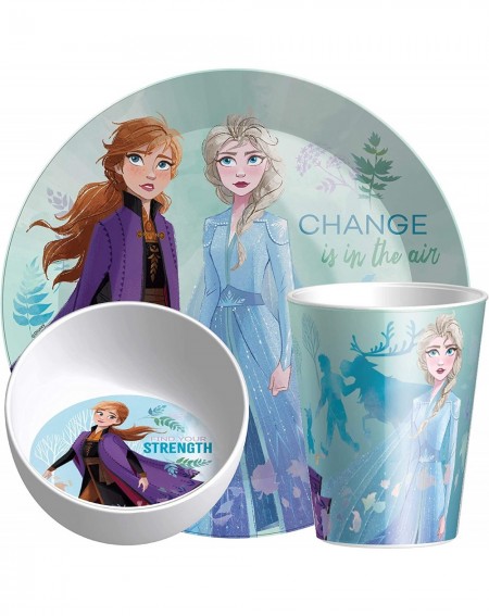 Tableware Disney Dinnerware Includes Made of Durable Melamine Material and Perfect for Kids (3-Piece Set)- Frozen 2 Anna & El...