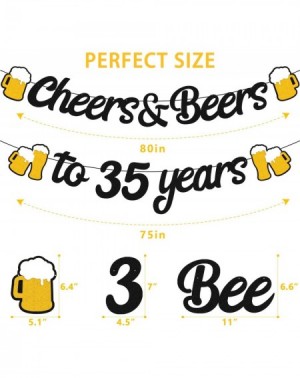 Banners & Garlands 35th Birthday Decorations Cheers to 35 Years Banner for Men Women 35s Birthday Backdrop Wedding Anniversar...