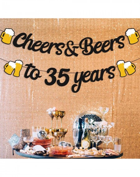 Banners & Garlands 35th Birthday Decorations Cheers to 35 Years Banner for Men Women 35s Birthday Backdrop Wedding Anniversar...