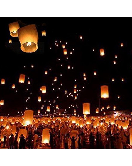 Sky Lanterns 10 Pcs Kongming Lantern Chinese Sky Lanterns Paper Sky Flying Floating Fire Candle-Wishing Lamp for Party Weddin...