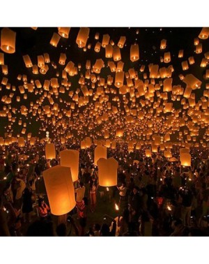 Sky Lanterns 10 Pcs Kongming Lantern Chinese Sky Lanterns Paper Sky Flying Floating Fire Candle-Wishing Lamp for Party Weddin...