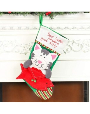 Stockings & Holders Christmas Hanging Decor Stockings- Large Size 3D Pet Plush Stockings for Festival Decorations - Dog & Cat...