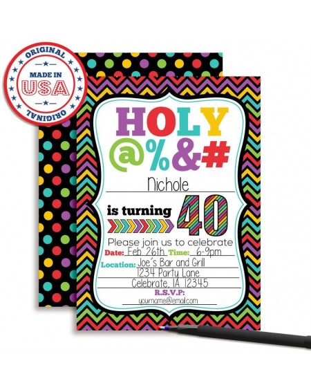 Invitations HOLY @% 40th Birthday Party Invitations- 20 Funny 5"x7" Fill In Cards with Twenty White Envelopes for Milestone B...