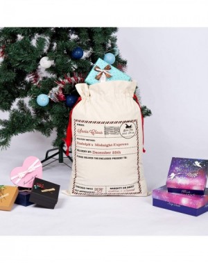 Stockings & Holders Canvas Bag Red Drawstring Santa Sack Santa Label Stamp North Pole Address Large Bag 26x18inch - H Santa L...
