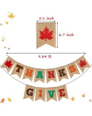 Banners & Garlands Give Thanks Burlap Banner- Thanksgiving Banner Decorations Fall Maple Leaves Rustic Garland Banner Colorfu...