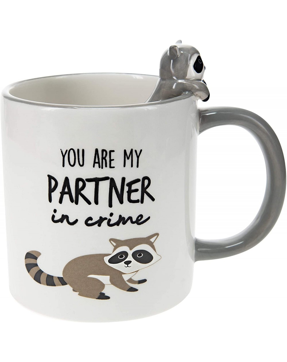 Tableware You Are My Partner In Crime-Raccoon Gray 17oz Dolomite Coffee Cup Mug - CY18ZWRY297 $17.10