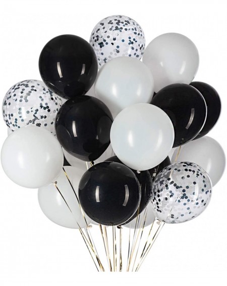 Balloons Black White Balloons Black and White Confetti Balloons-12 Inch-Pack of 50 - Black/White - CL18WSLQ98A $28.60