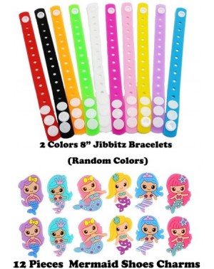 Party Favors Cute Mermaid Shoe Charms for Shoes w/Holes & Bracelet Wristband Kids Girl Party Birthday Gifts- 14PCS - CX19DAOU...