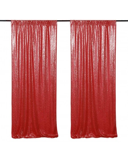 Photobooth Props Christmas Decortaion Background Curtain 2 Panels 2ft x 8ft Sequin Backdrop Red Backdrop Drapes Holiday Party...