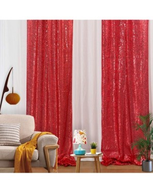 Photobooth Props Christmas Decortaion Background Curtain 2 Panels 2ft x 8ft Sequin Backdrop Red Backdrop Drapes Holiday Party...