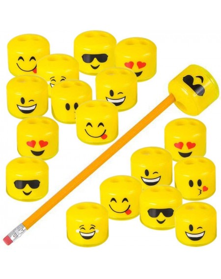 Party Favors Emoticon Sharpeners for Kids- Bulk Pack of 24- Emoji Smile Face Pencil and Crayon Sharpeners- Fun School Supplie...